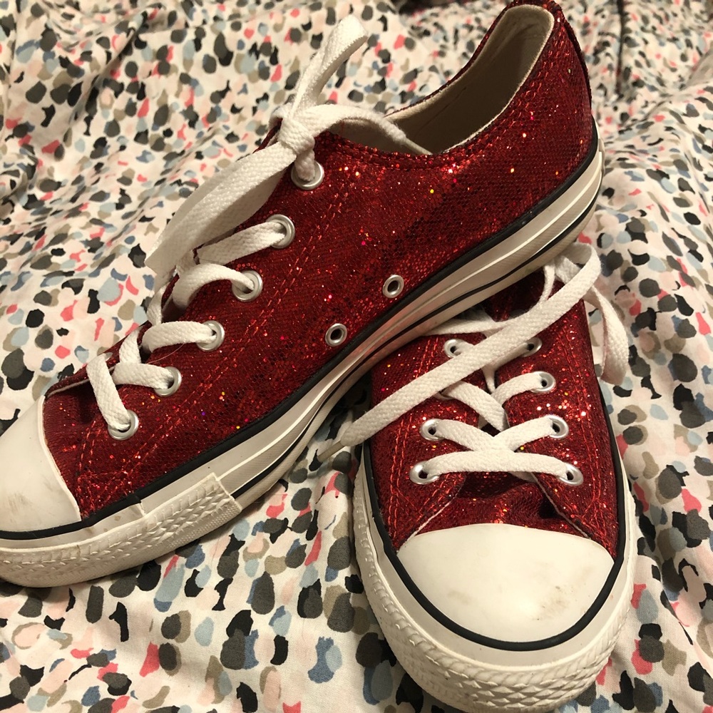Red Sequin Converse shoes